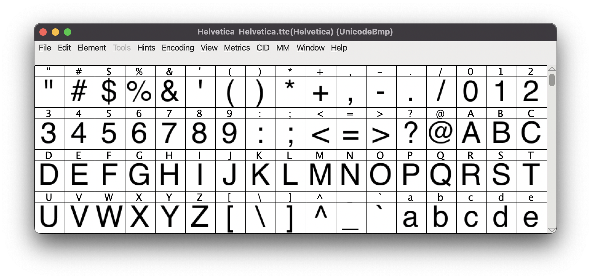 字体是一系列字形的集合